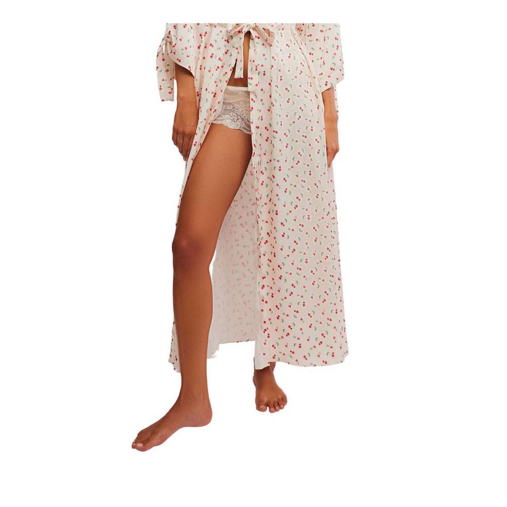 Free People Floral Print Robe - Cream and Pink